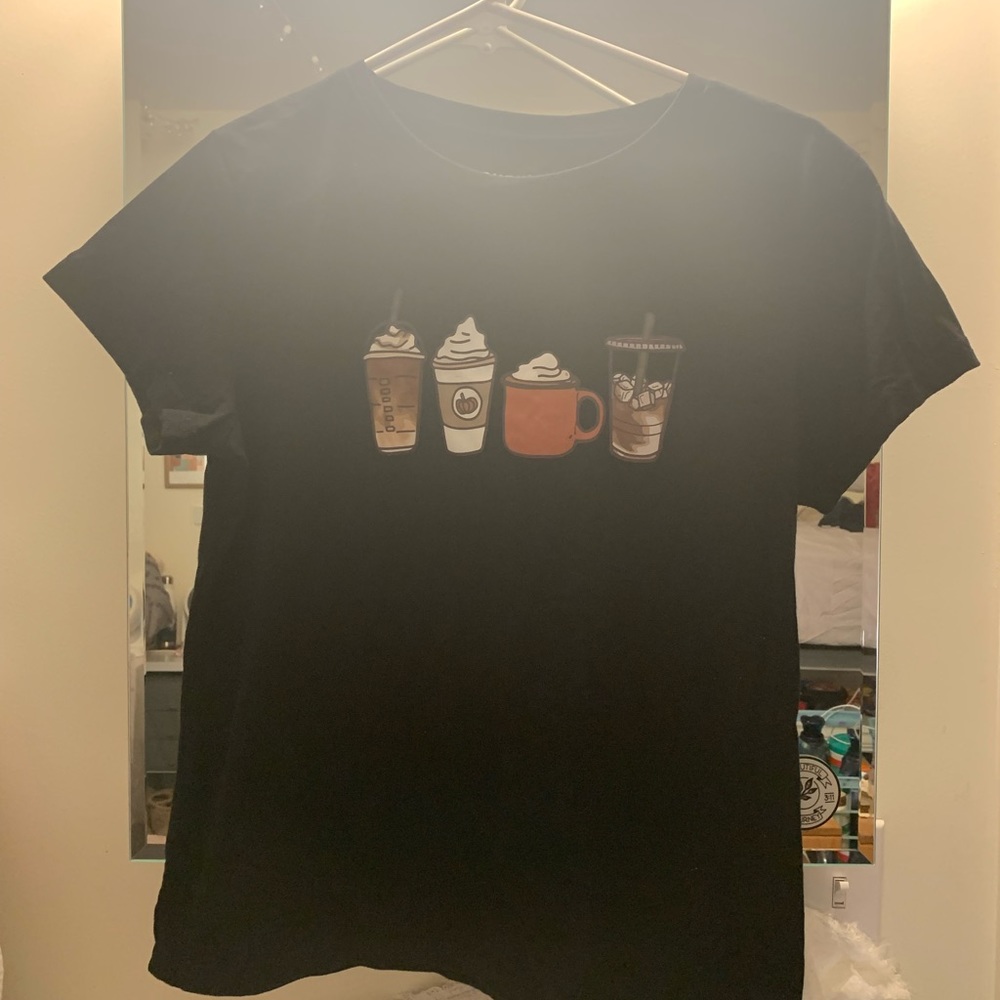 Coffee tee. Bought a large but fits as a small